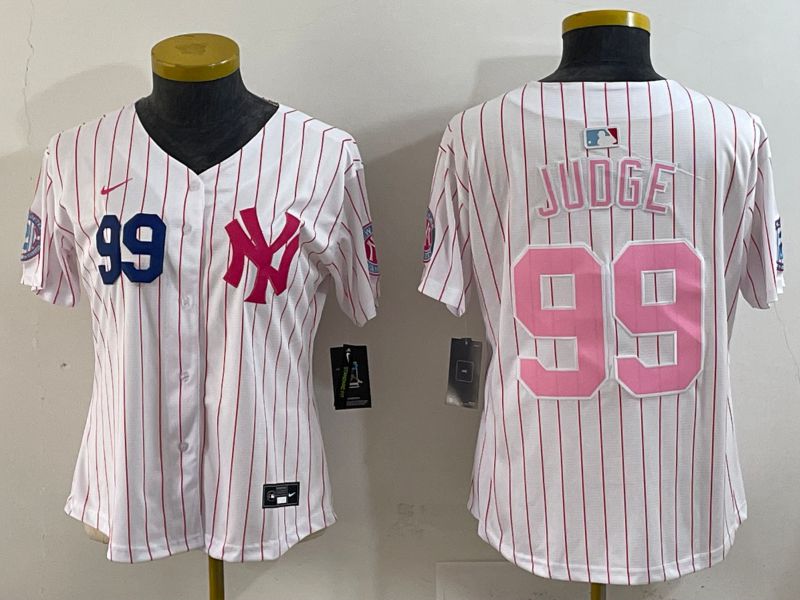 Youth 2025 New York Yankees #99 Judge White Stripe Joint Name Nike MLB Jersey style 6201